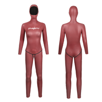 DIVESTAR Wetsuit Freediving Anti Air Super Stretch Berwarna Merah dengan Lapisan SCS-skin Tebal 2mm 3mm, Custom Print, untuk Wanita dan Pria