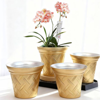 Pot de fleurs de designer WOJU, style moderne, en PP, écologique, léger, durable, grand format, électroplaqué, sculpté à la main, pour balcon et jardin