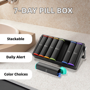 Boîte de Rangement Quotidienne Empilable pour Médicaments, Modèle Personnalisé A15, Transparente, Blanche, Noire, 7 Jours, Deux Doses par Jour, Colorée, Rappel Quotidien aux Médicaments - Product Image 2
