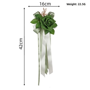 Ornement floral en ruban pour poignée de porte de <span class=keywords><strong>voiture</strong></span> de <span class=keywords><strong>mariage</strong></span>, roses artificielles vert sauge, bordeaux, rose et blanc, pour cérémonie de <span class=keywords><strong>mariage</strong></span> - Product Image 6