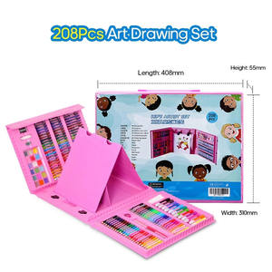Caso Xin Bowen 2021 <span class=keywords><strong>208</strong></span> Pezzi di Plastica Non Tossica Bambini Pittura di Disegno di Arte Set Libro Da Colorare Cancelleria Set con cavalletto - Product Image 6