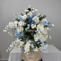 Couronne de fleurs et plantes artificielles bleues minimalistes faites à la main DKB, 60 cm, pour décoration de centre de table de mariage