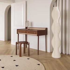 Mesa de Maquillaje Minimalista de Ratán Guji Roja con 2 Cajones, Tocador con Almacenamiento, Mueble para Dormitorio - Product Image 4