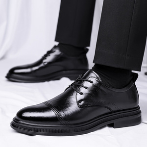 Chaussures habillées en cuir à lacets pour hommes, noires, formelles, pour mariage, affaires, taille adulte 1299 - Product Image 3