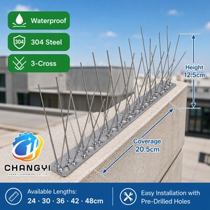 Púas Antipájaros de Acero Inoxidable 304, Disuasorios Múltiples para Palomas, Cuervos, Pájaros Carpinteros y Gaviotas, Tira de Control para Almacenes y Edificios de Iglesias - Product Image 1