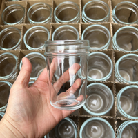 Tarro de cristal Mason de 8 oz (medio litro) con boca regular y cónica, acabado 70 450, para conservas, almacenamiento en despensa, mermelada, jalea y encurtidos.