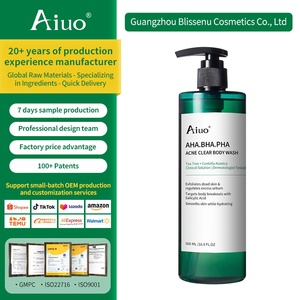 Gel Douche Éclaircissant <span class=keywords><strong>AHA</strong></span> <span class=keywords><strong>BHA</strong></span> PHA Personnalisé avec Logo, Nettoyant Exfoliant en Profondeur, Mousse Végétalienne Hydratante pour le Corps - Product Image 1