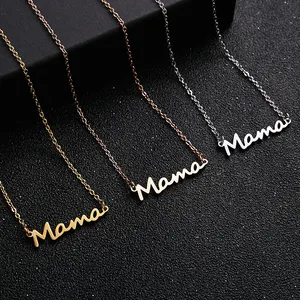 KISSWIFE Ins Fashion Jewelry Women Low MOQ Wholesale Gifts 18K Gold Plated Stainless Steel Letter Pendant MAMA necklace