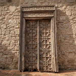 Jangid Art Crafts - Marco Superior de Puerta de Madera Tradicional Tallado a Mano de 84 Pulgadas con Diseño Arquitectónico Indio |   Ecológico y Duradero - Product Image 3