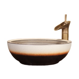Venta al por mayor decorativo guardarropa sombra blanco mate encimera lavado de pelo lavabo redondo baño lavabo cuenco de cerámica - Product Image 1