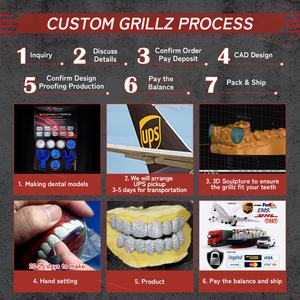 <span class=keywords><strong>Grillz</strong></span> Personalizzati con Moissanite, Denti con Grandi Pietre, Argento Sterling 925, VVS Iced Out, Stile Hip-Hop con Diamanti Moissanite - Product Image 4