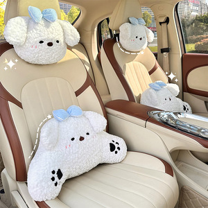 Appuie-tête et support lombaire pour voiture en forme de U, motif chiot de dessin animé, en coton perlé, oreiller ergonomique pour le cou, pour siège de véhicule, utilisation hivernale - Product Image 3