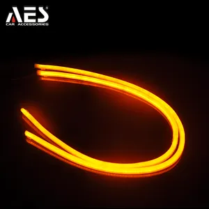 Светодиодная лента AES высокого качества, 85 см, 60 см, белая/желтая, белая/синяя, гибкая ДХО для модификации автомобильных фар