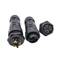 UL/TUV Cert 25A AC Power Plug M25 Panel Mount 3Pin Male Female Socket Screw Fixing Cable Connector IP68 for Lighting Panels