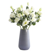 Arrangement de fleurs artificielles en soie Eustoma à 4 têtes, décoration pour salon, accessoires photo pour mariage en extérieur