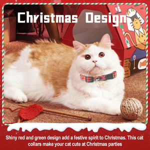 Collar de algodón a cuadros con campana para mascotas, collar de hierba gatera para gatos, regalos de Navidad, etiqueta colgante para gatos, collar para gatitos - Product Image 5