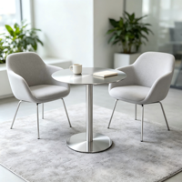 Table à piétement rond en acier brossé, base de table d'appoint en métal à colonne unique pour café, salon, maison, balcon