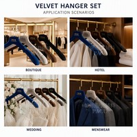 Cintre de luxe en velours floqué bleu épais avec logo personnalisé, crochet rotatif à 360 degrés, antidérapant et durable pour costumes homme et magasins de vêtements
