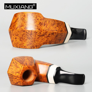 Muxiang Bent Tobacco Pipe Handmade Wooden Smoking Pipe Large Size For Men - Product Image 2