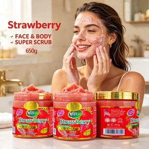 Gommage Nettoyant Éclaircissant et Hydratant à la Vitamine de Fraise, Exfoliant et Blanchissant, Meilleure Vente, 650g - Product Image 1