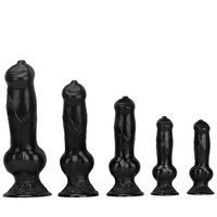 Dispositif de masturbation féminine réaliste en forme de pénis de chien noir, dilatateur anal en PVC, plug anal, pour expansion anale, pour usage sexuel.