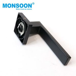 Matt đen vuông hình ống đòn bẩy nội thất bằng gỗ kéo cửa xử lý Tối giản an ninh nhiệm vụ nặng nề Hợp kim kẽm leverset cửa xử lý - Product Image 4