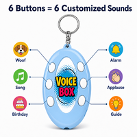 Porte-clés en plastique multi-boutons avec enregistrement vocal en silicone, son ovale, accessoire de porte-clés parlant personnalisé