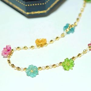 Xinfly 18K Pure Gold <b>Cute</b> Multicolor Tourmaline Kapok Handmade Flower Girl <b>Bracelet</b> - Product Image 1