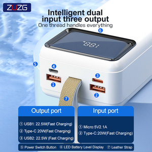 Batería Externa ZUZG Personalizada de Alta Capacidad con Pantalla LED Digital, Batería de Polímero de Litio de 50000 mAh, Carga Rápida PD20W QC22.5W para Teléfono - Product Image 4