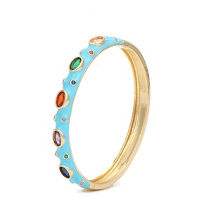 Ensemble de cuivre ouvert de couleur simple, élégant et personnalisé, bracelet goutte d'huile en émail de zircon, bijoux - Product Image 2