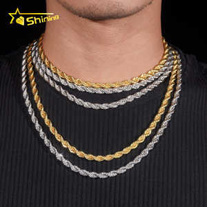 Оптовая цена модные ювелирные изделия ожерелье хип-хоп позолоченный 6 мм из нержавеющей стали Муассанит цепь VVS колье - Product Image 6