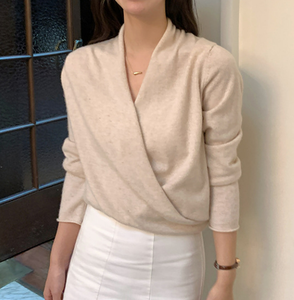 Offre Spéciale mode coréenne croix tricoté col en v <span class=keywords><strong>pull</strong></span> en <span class=keywords><strong>cachemire</strong></span> tricoté femmes laine <span class=keywords><strong>pull</strong></span> en <span class=keywords><strong>cachemire</strong></span> - Product Image 2