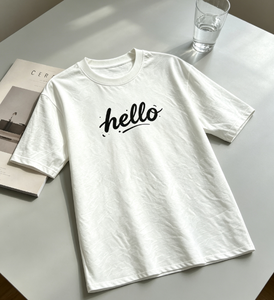 เสื้อยืดคอตตอนยูนิเซ็กซ์สีขาว แขนสั้น คอกลม พิมพ์ลายตัวอักษร ดีไซน์ลำลอง เสื้อยืดผู้ชาย - Product Image 3