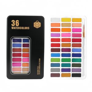 Lächeln Sie weiter 36 Farben Tragbares ungiftiges festes Aquarell-Farbset mit Pinsels tift für Kinder - Product Image 1