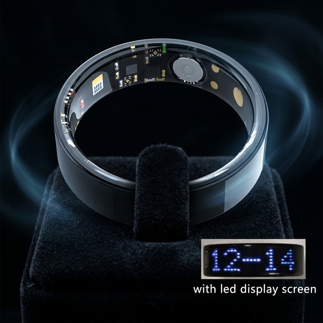 OEM Smart Ring Health Heart Rate Tracker AI Fitness Ring with LED Display Screen Detects Mood Compatible with IOS & Android