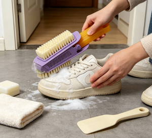 Brosse de nettoyage portable Jukaiwtec pour extérieur, brosse en PP avec manche en plastique antidérapant, séchage et rangement, multifonctionnelle pour le <span class=keywords><strong>savon</strong></span>/le lavage du linge - Product Image 4