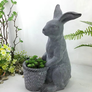 Serie de bosques Decoraciones de Pascua Artesanía de resina de jardín Medio conejo con grano de madera Elegante decoración temática de <span class=keywords><strong>bosque</strong></span> de Pascua - Product Image 1