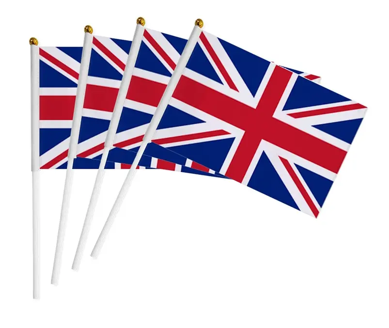 Frete personalizado Preço Inferior Rápido Inglaterra Poliéster Nacional Reino Unido Mão Bandeira Para Celebração Ao Ar Livre