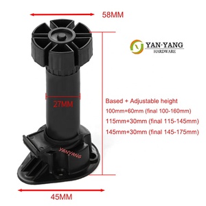 Piedini Regolabili Yanyang 11.5-14.5cm in Plastica Nera ABS, Facili da Montare, per Mobili e Cucina, per Soggiorno - Product Image 3