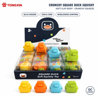 Jouet anti-stress en argile souple carré en forme de canard TONGXIN, jouet moelleux carré coloré, jouet moelleux craquant viral, lot de squishies pour fête
