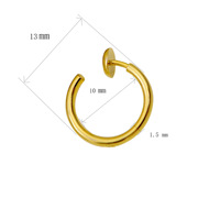 Anneau de piercing pour oreille en laiton plaqué or, faux anneau de lèvre, anneau de nez à ressort gratuit, pince pour os d'oreille, anneau de piercing multi-usage pour mariage