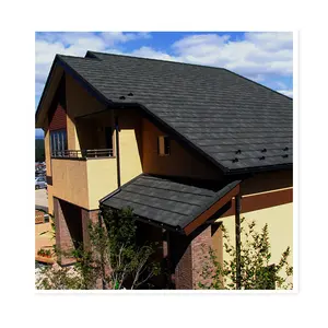 Gran oferta en América, fácil instalación, azulejo de techo de Metal recubierto de piedra, azulejo de enclavamiento, techo de construcción