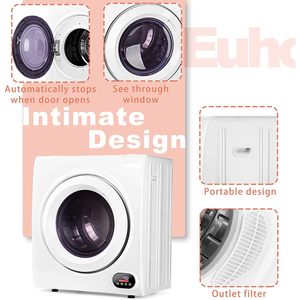 Secadora de Ropa Compacta Euhomy 120V 1500W de Acero Inoxidable con Panel de Control LCD, Cuatro Modos de Secado, Blanca - Product Image 3