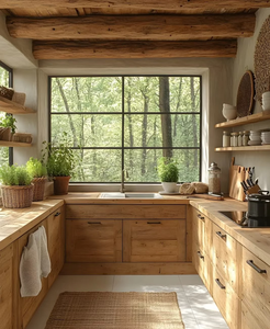 Mobile da <span class=keywords><strong>Cucina</strong></span> Moderno in Legno di Quercia Massello Stile Americano con Cerniere, Montaggio a Parete, Pronto per il Montaggio, Design Personalizzato Gratuito - Product Image 2