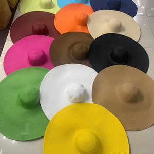 หมวกสานปีกกว้างพิมพ์โลโก้ตามสั่ง ป้องกันรังสียูวี เหมาะสำหรับวันหยุดพักผ่อนริมชายหาด ขายส่ง - Product Image 1