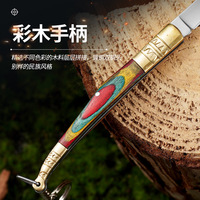 Couteau pliant en bois coloré style tibétain en acier inoxydable pour dropshipping Shopify, porte-clés, camping, EDC, couteau de poche à fruits