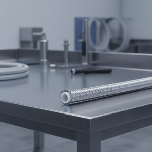 Tuyau <span class=keywords><strong>flexible</strong></span> en acier inoxydable 304 tressé en spirale, ondulé, en PTFE (Teflon), résistant aux acides et aux alcalis, avec service <span class=keywords><strong>de</strong></span> découpe pour système <span class=keywords><strong>de</strong></span> carburant - Product Image 2