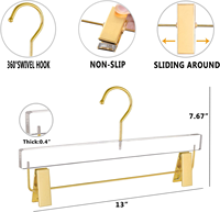 Cintres ajustables en acrylique transparent Hocclips avec crochets dorés pour vêtements et rangement de placard