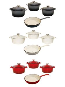 Ensemble de 7 ustensiles de cuisine modernes en fonte émaillée, base multicouche, poêle et faitout antiadhésifs multifonctions pour la cuisine domestique - Product Image 3