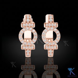 Lab Grown CVD HPHT Diamond Geometric Circle <b>Huggie</b> Hoop Earrings Pave 14K <b>Solid</b> <b>Gold</b> Luxury Wedding Fine Women Jewelry - Product Image 6